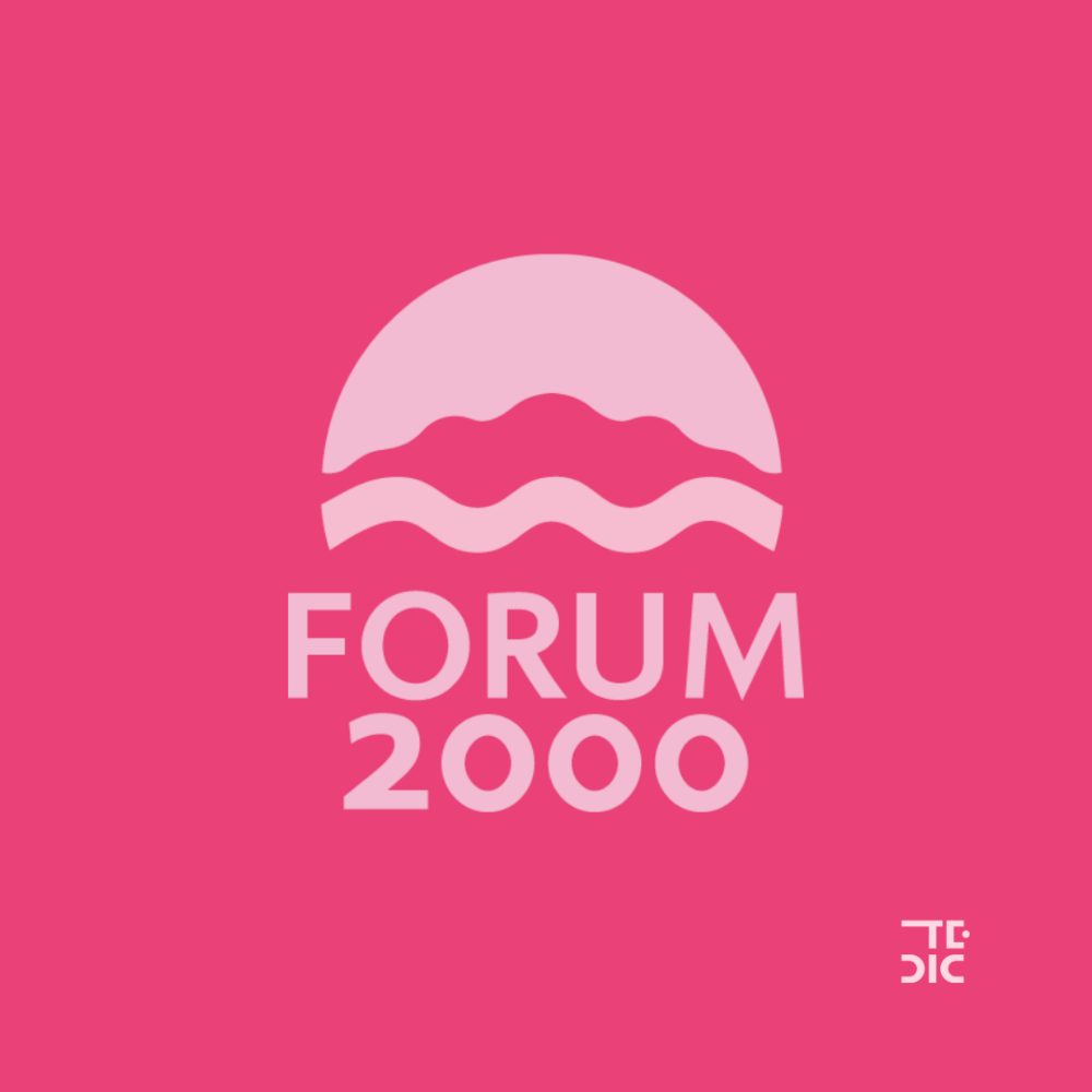 Flyer con el texto "Forum 2000 Solidaridad Democrática".